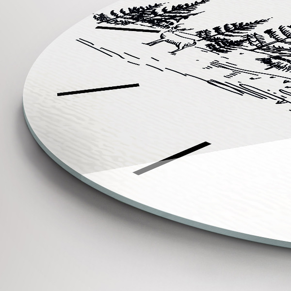 Round glass wall clock Cartoon town