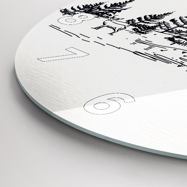 Round glass wall clock Cartoon town