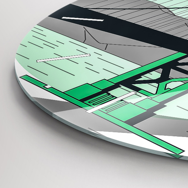 Round glass wall clock Green Bridge