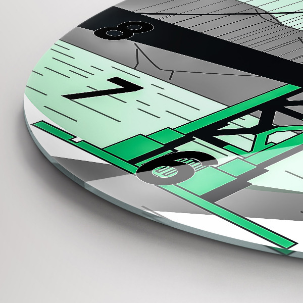 Round glass wall clock Green Bridge