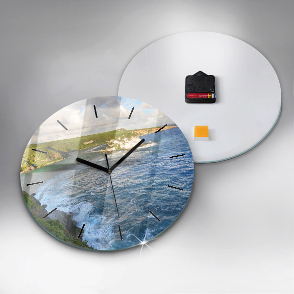 Round glass wall clock Ocean Coast