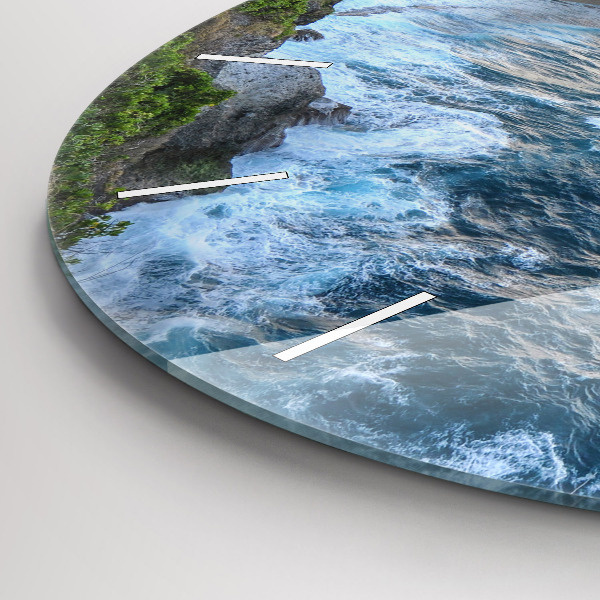 Round glass wall clock Ocean Coast