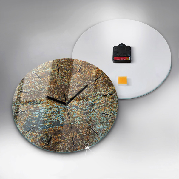 Round glass wall clock Old Metal Texture