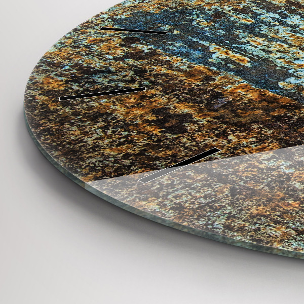 Round glass wall clock Old Metal Texture