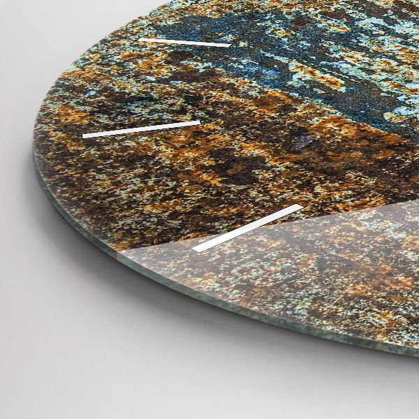 Round glass wall clock Old Metal Texture