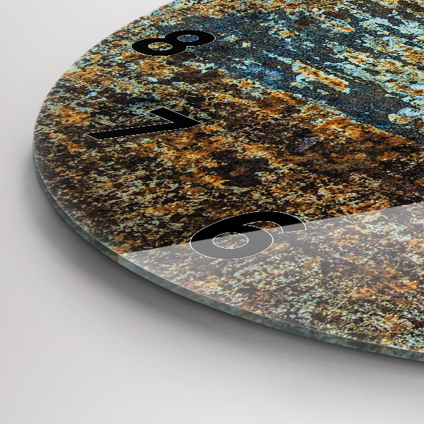 Round glass wall clock Old Metal Texture