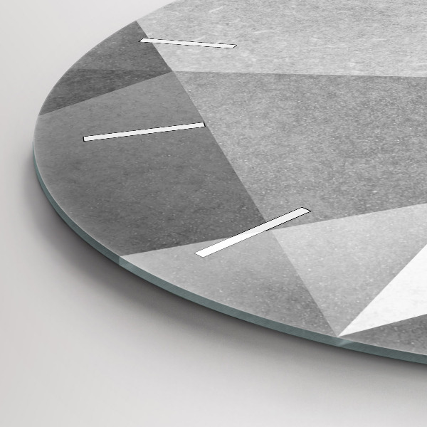 Round glass wall clock Gray Geometric Abstraction