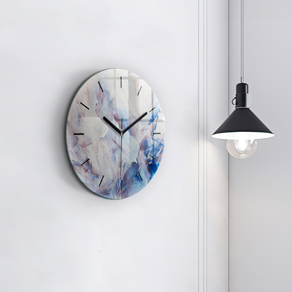 Round glass wall clock Abstract paint texture