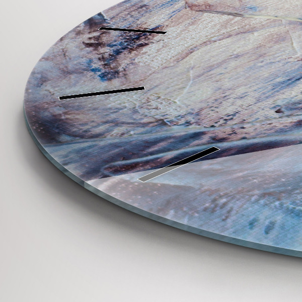 Round glass wall clock Abstract paint texture