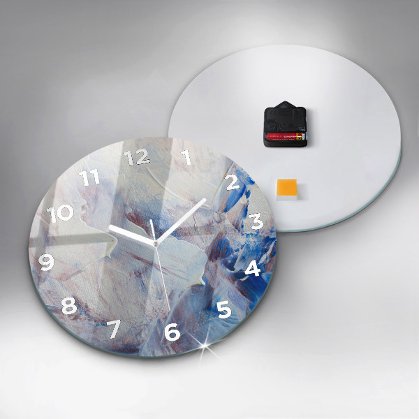 Round glass wall clock Abstract paint texture