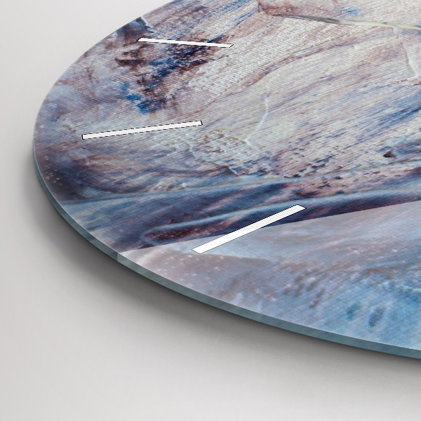 Round glass wall clock Abstract paint texture