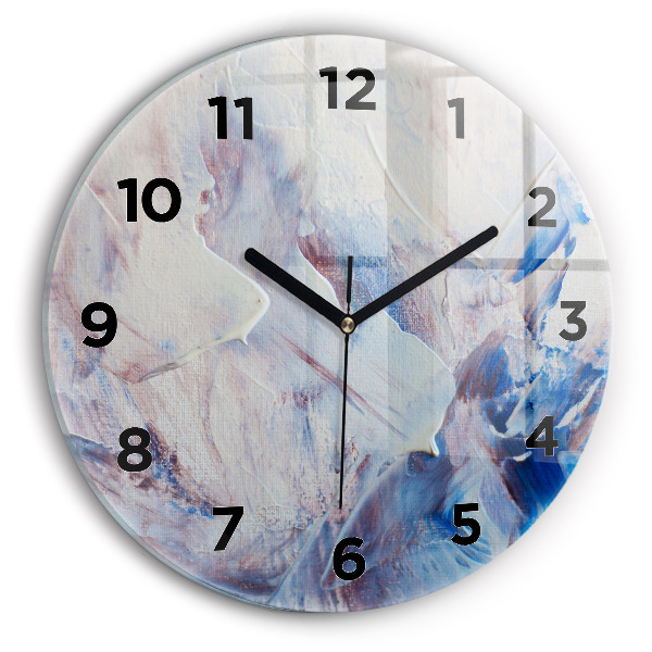 Round glass wall clock Abstract paint texture