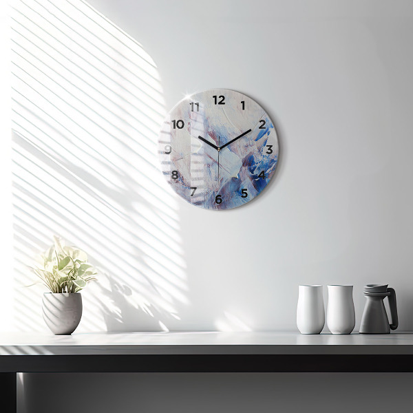 Round glass wall clock Abstract paint texture