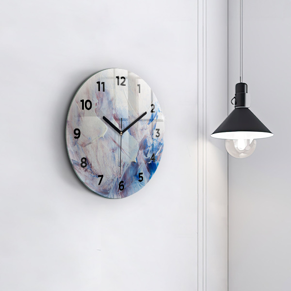 Round glass wall clock Abstract paint texture