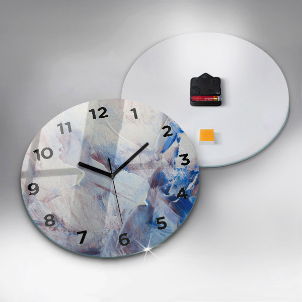 Round glass wall clock Abstract paint texture