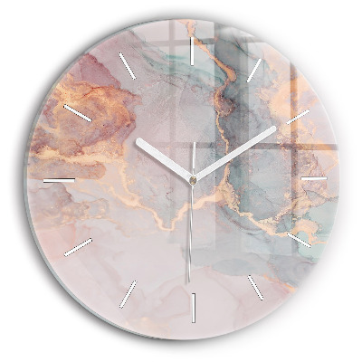Round glass wall clock Marble texture