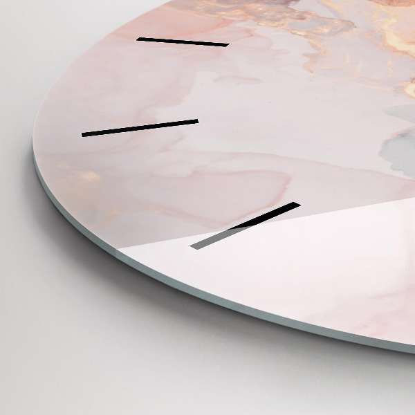 Round glass wall clock Marble texture