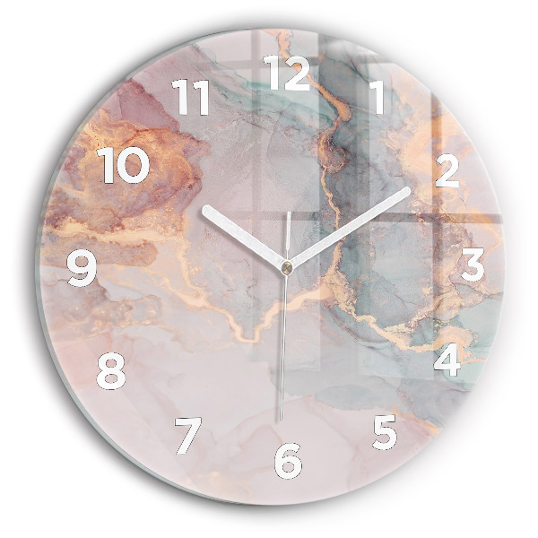 Round glass wall clock Marble texture