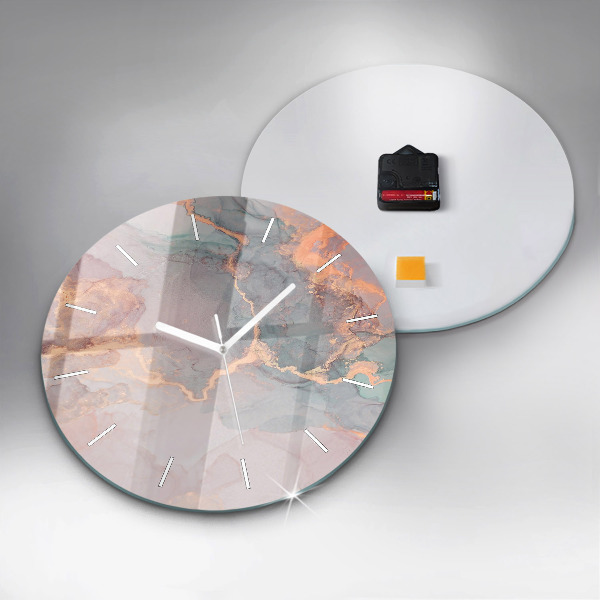 Round glass wall clock Marble texture
