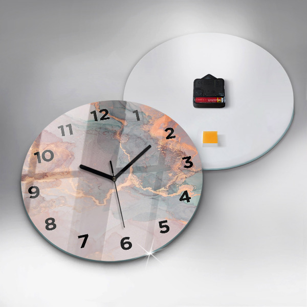 Round glass wall clock Marble texture