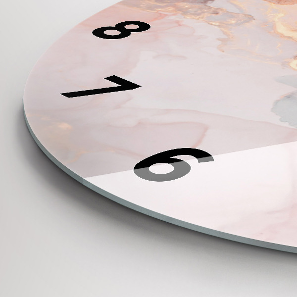 Round glass wall clock Marble texture