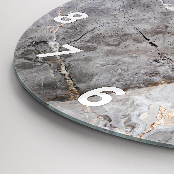 Round glass wall clock Gray granite marble