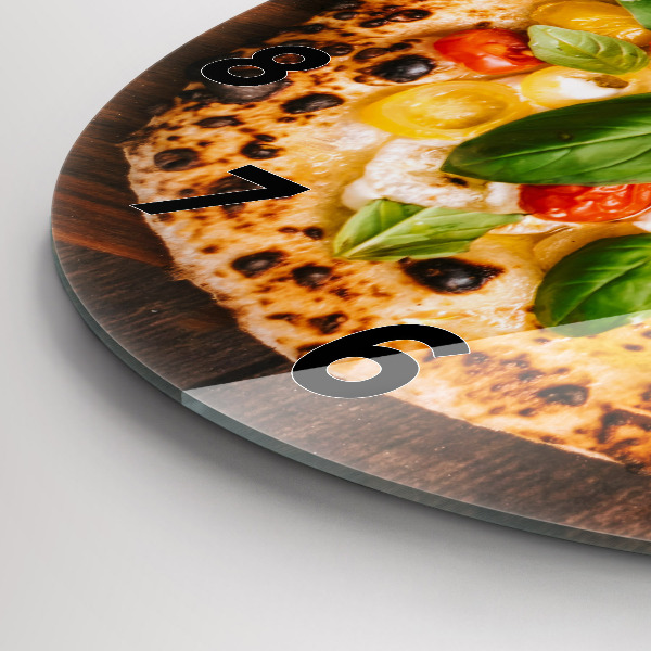 Round glass wall clock Italian pizza