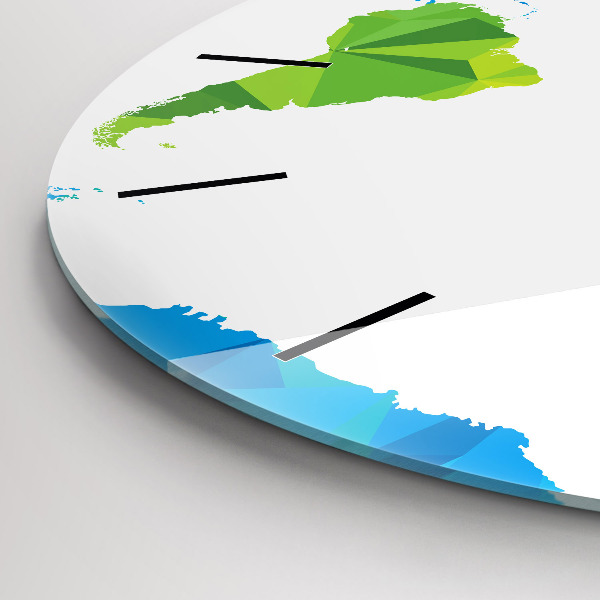 Round glass wall clock Abstract world map