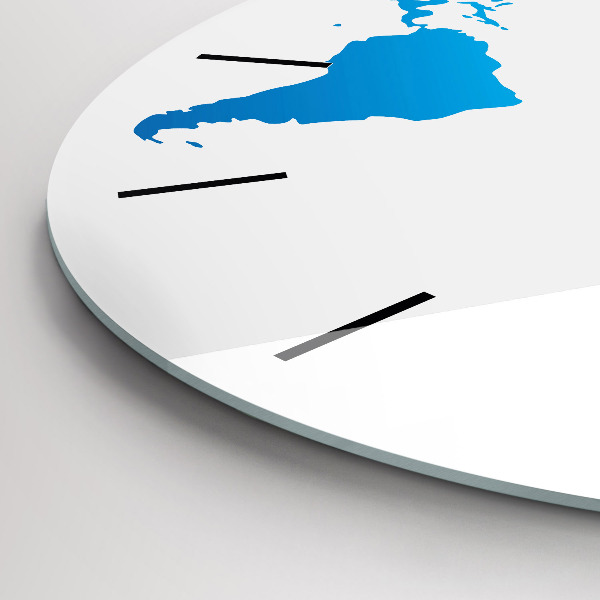 Round glass wall clock World map