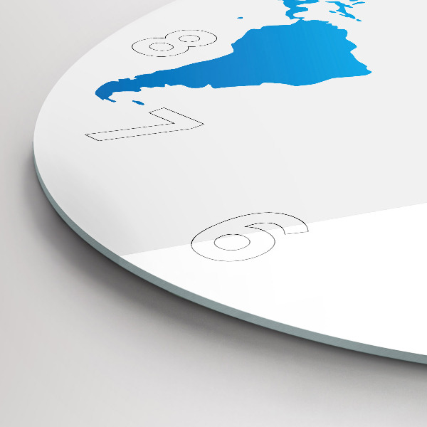 Round glass wall clock World map