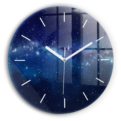 Round glass wall clock Dark sky stars