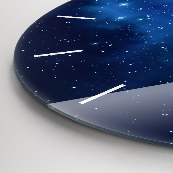 Round glass wall clock Dark sky stars