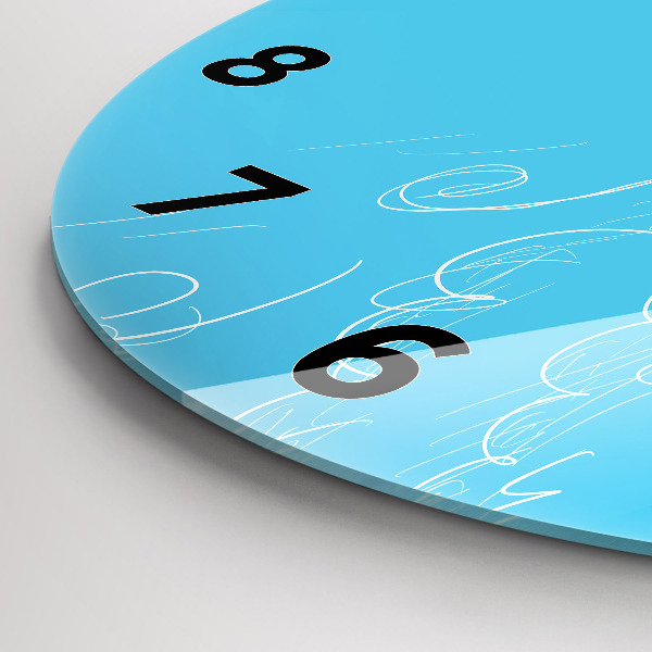 Round glass wall clock Light bulb drawing