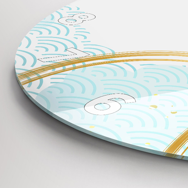 Round glass wall clock Decorative pattern