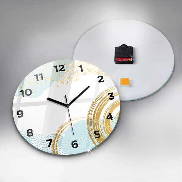 Round glass wall clock Decorative pattern