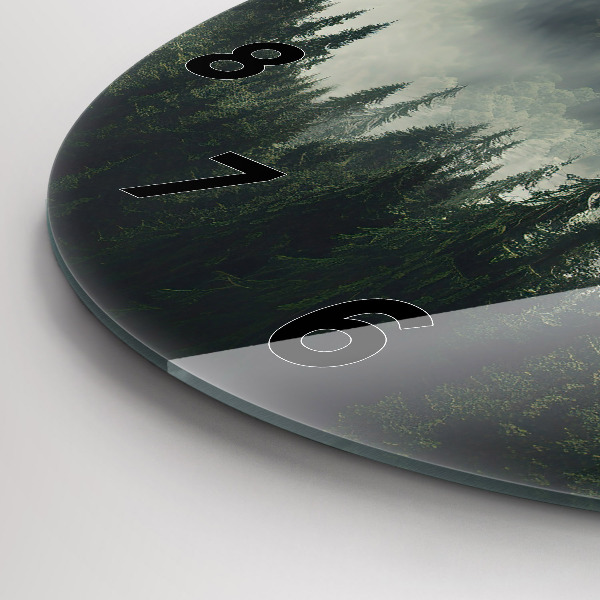 Round glass wall clock Forest Landscape