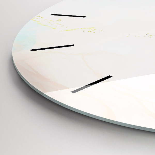 Round glass wall clock Watercolor marble
