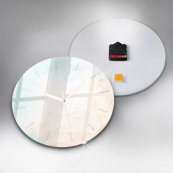 Round glass wall clock Watercolor marble