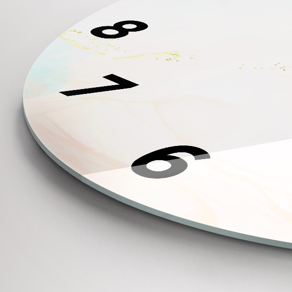 Round glass wall clock Watercolor marble