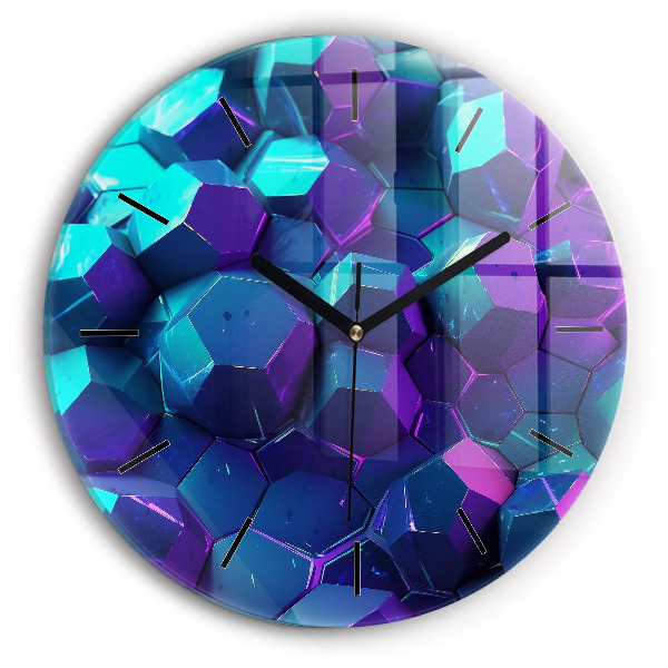 Round glass wall clock Geometric figures