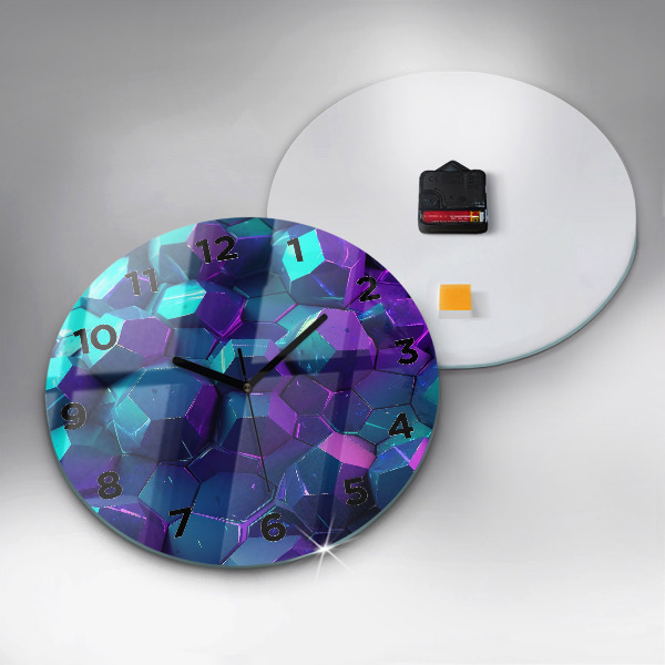 Round glass wall clock Geometric figures