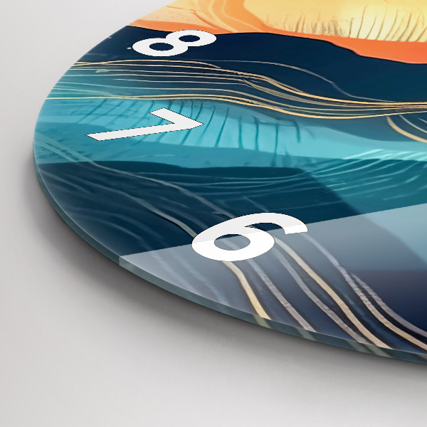 Round glass wall clock Mountain landscape