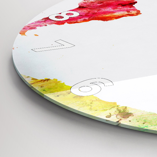 Round glass wall clock Watercolor world map