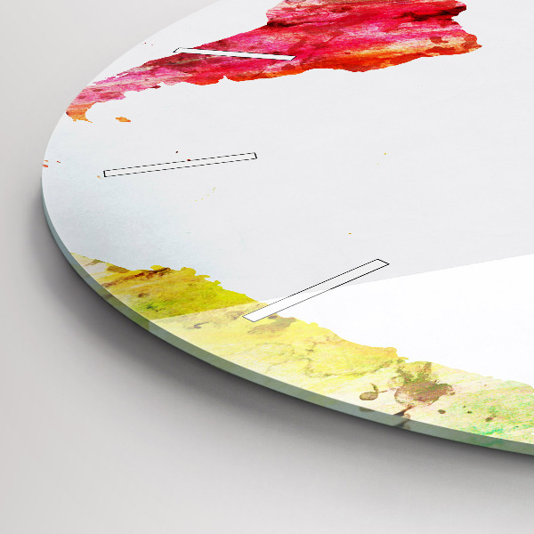 Round glass wall clock Watercolor world map