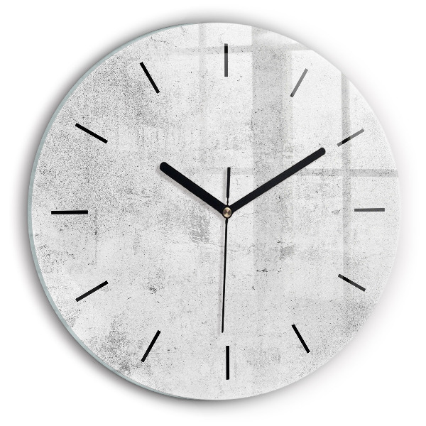 Round glass wall clock Concrete wall