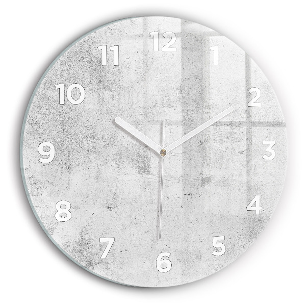 Round glass wall clock Concrete wall