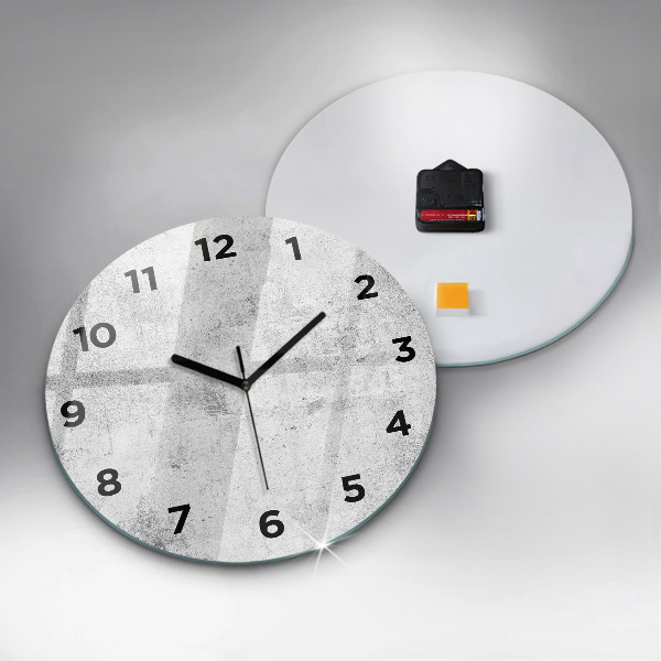 Round glass wall clock Concrete wall