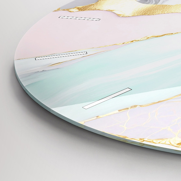 Round glass wall clock Marble pattern