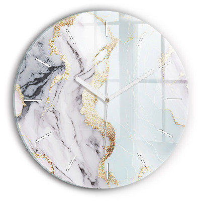 Round glass wall clock Pastel marble