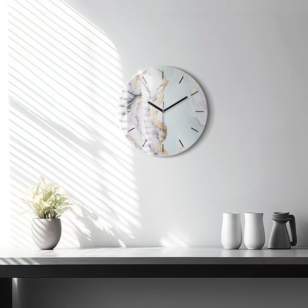 Round glass wall clock Pastel marble